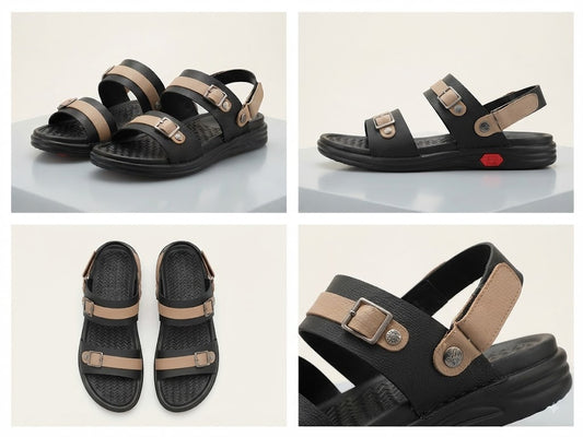Men's Black & Brown Casual Sandals
