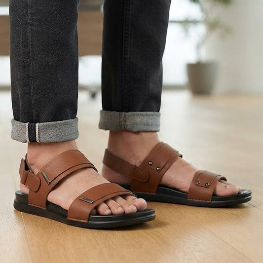 Men's Brown Casual Sandals | Comfortable PU Sole | NayaStep