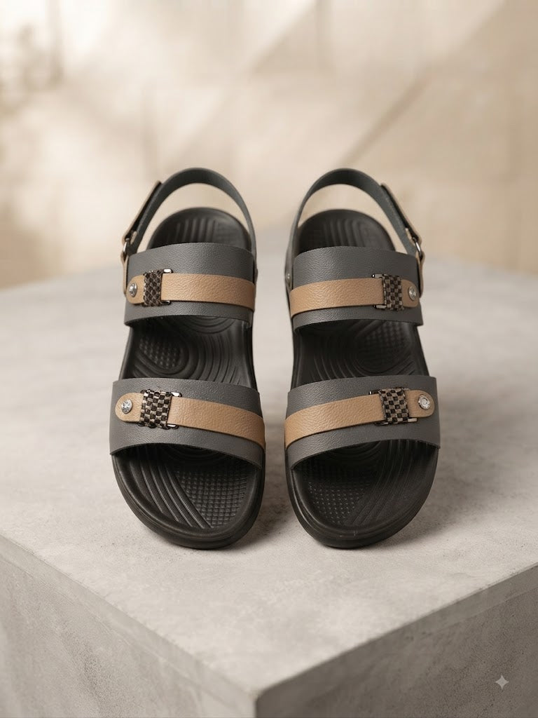 Men's Black & Brown Casual Sandals