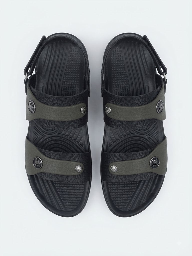 Men's Olive Green Casual Sandals | Comfortable PU Sole
