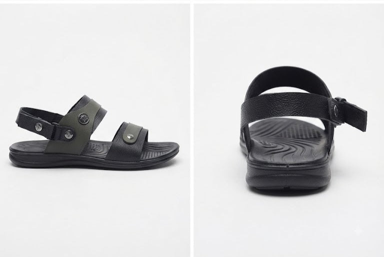 Men's Olive Green Casual Sandals | Comfortable PU Sole